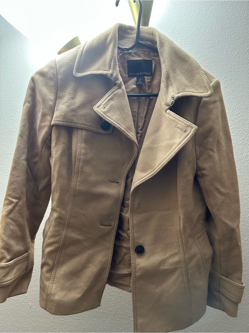Banana Republic Camel Tan Peacoat with Notched Collar